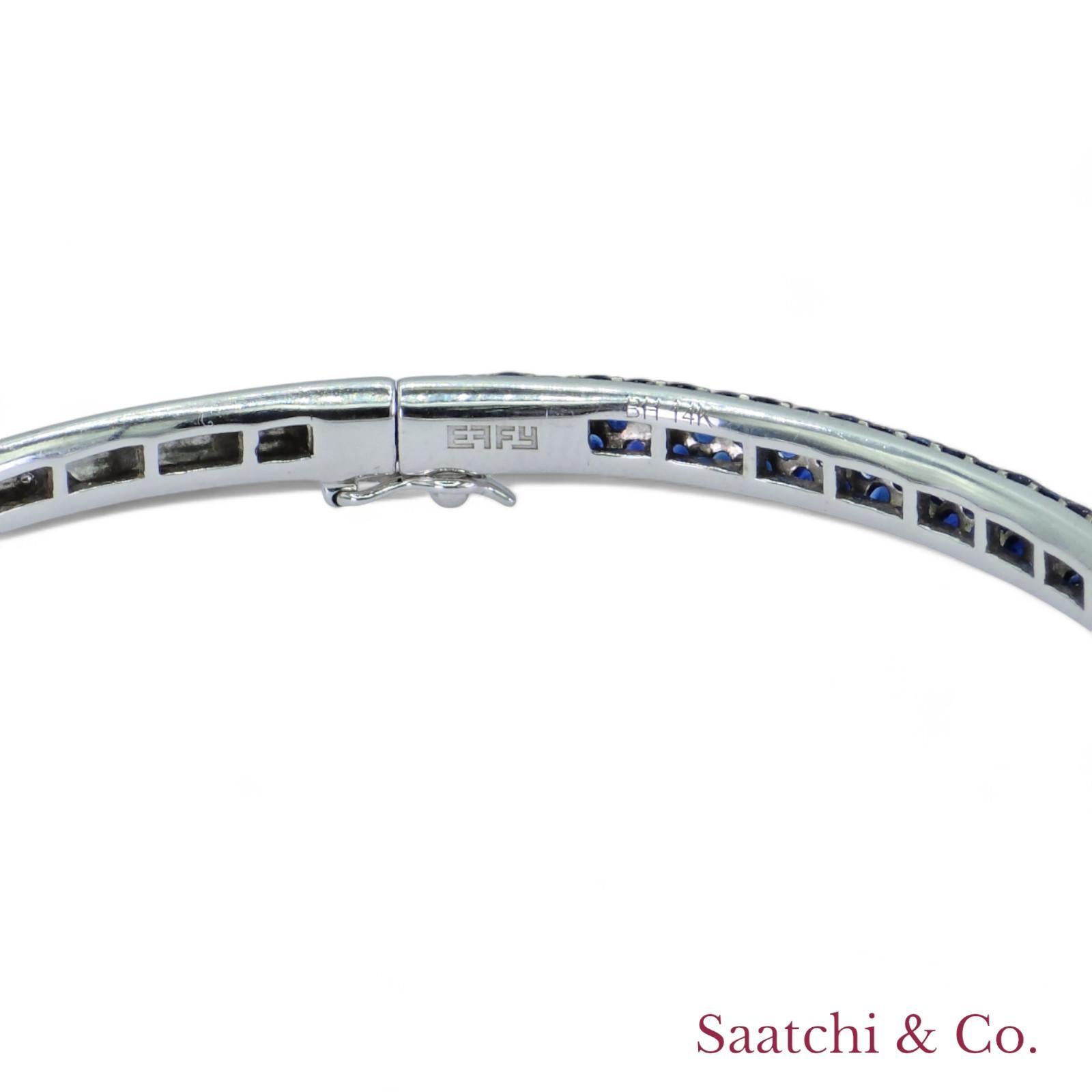 EFFY Royal Blue Sapphire 14K 585 White Gold Bangle / Bracelet For Sale 2