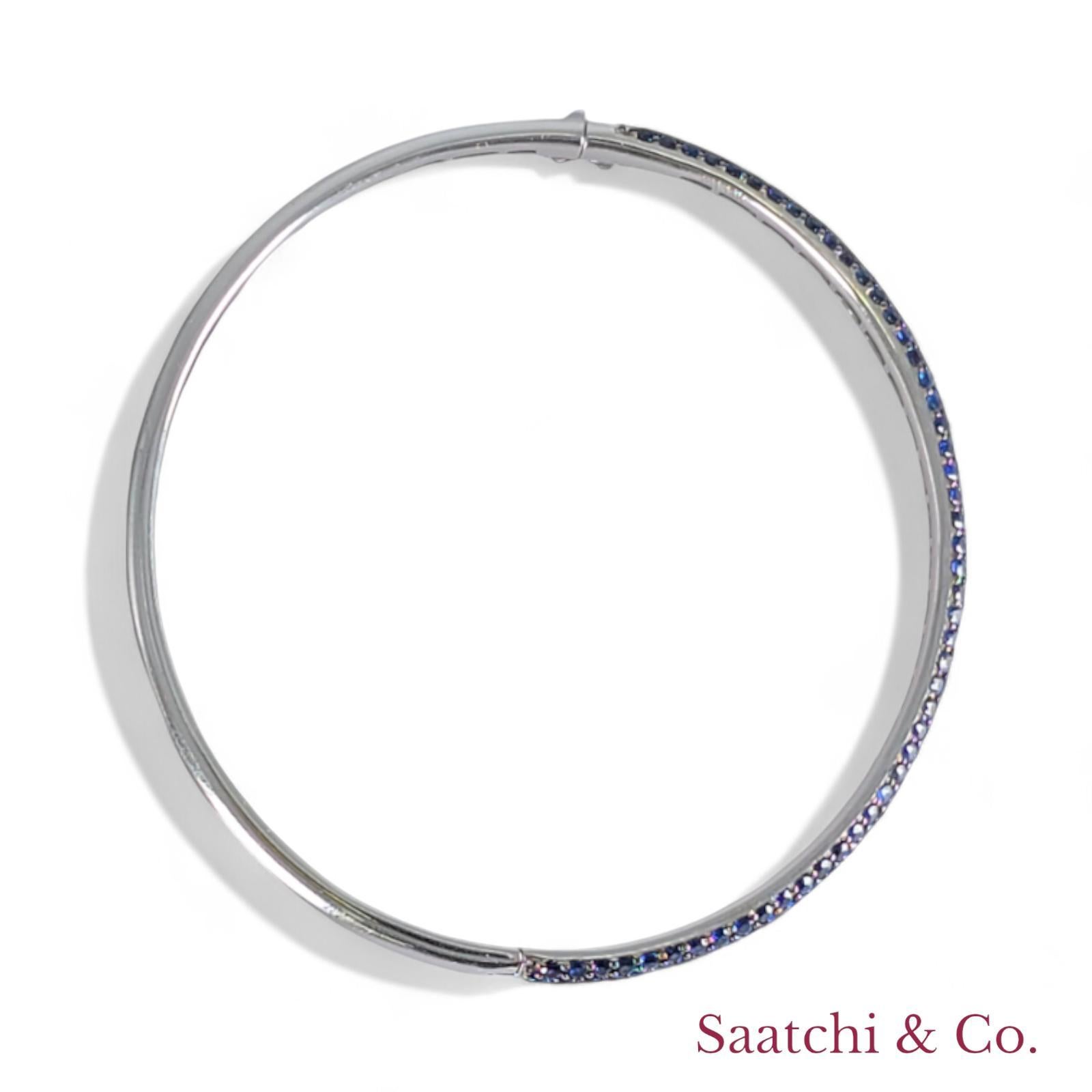 EFFY Royal Blue Sapphire 14K 585 White Gold Bangle / Bracelet For Sale 3