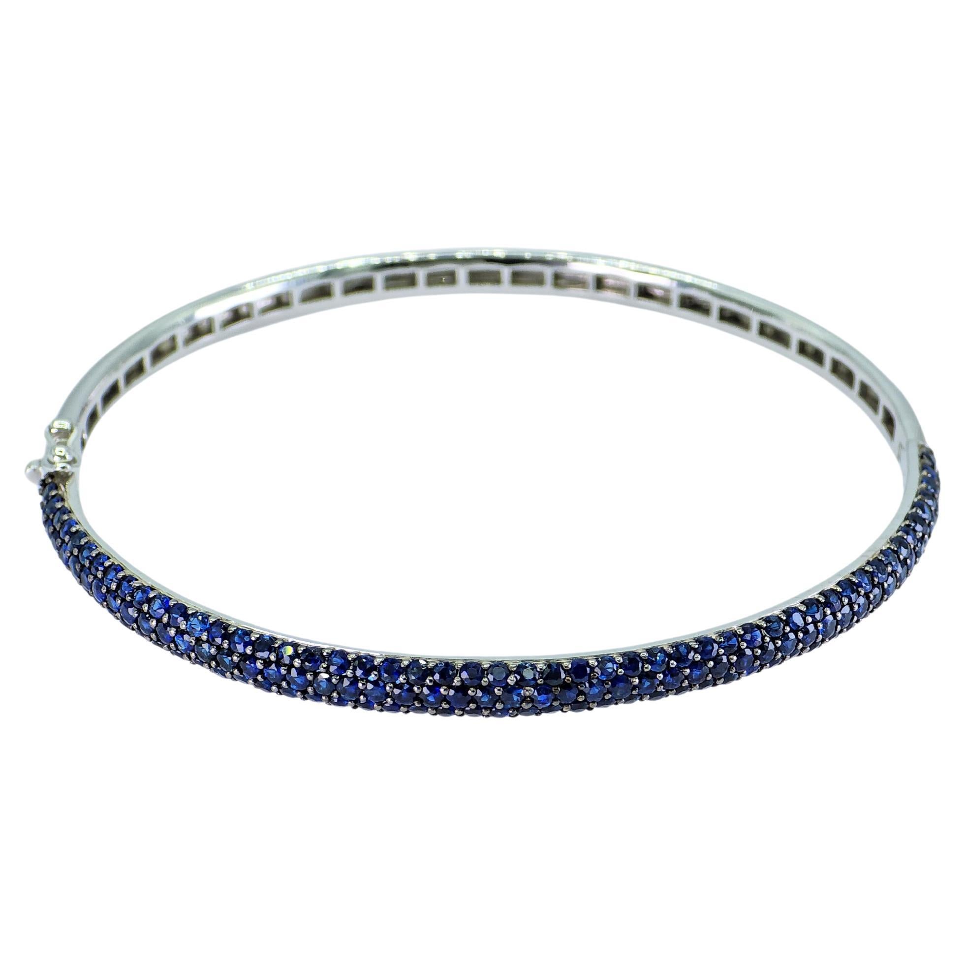 EFFY Royal Blue Sapphire 14K 585 White Gold Bangle / Bracelet For Sale