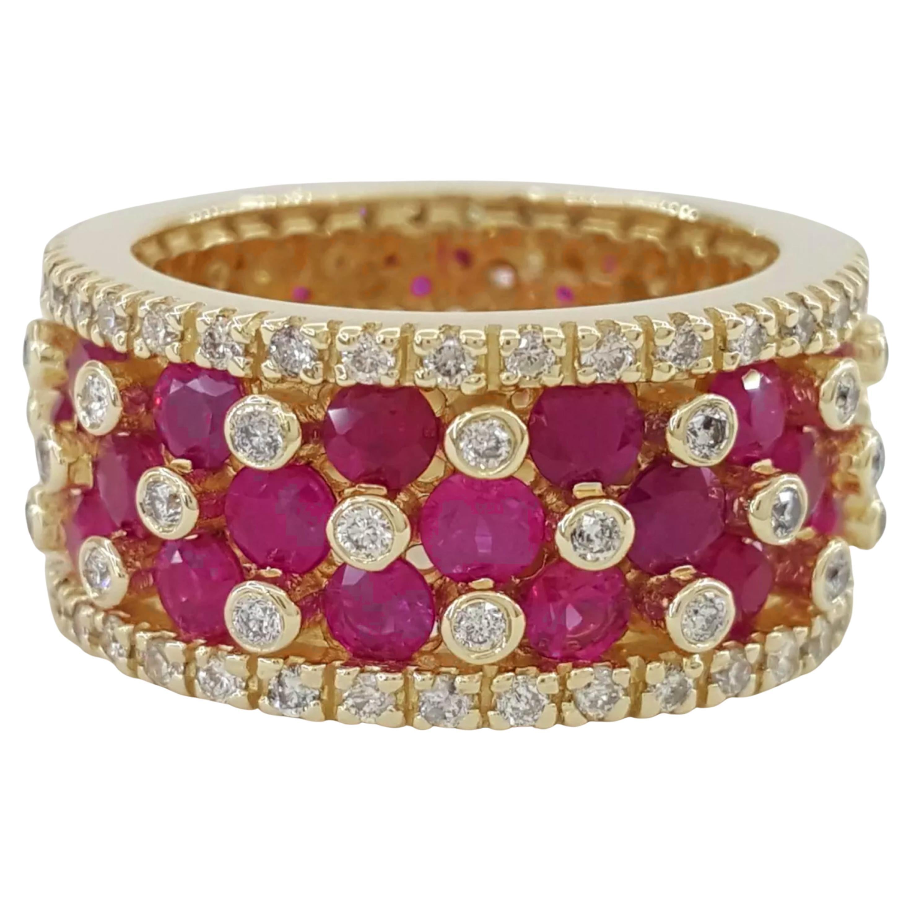 EFFY Rubine Diamant Gelbgold Band Ring (Rundschliff) im Angebot