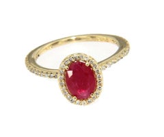 Effy Ruby and 0.20 CTW Diamond Halo Ring in 14K
