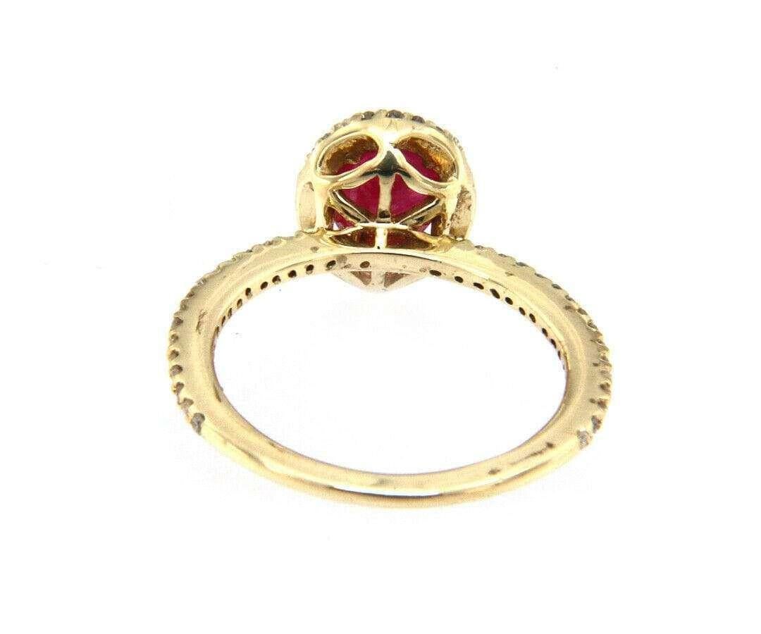 Oval Cut Effy Ruby and 0.20 CTW Diamond Halo Ring in 14K For Sale