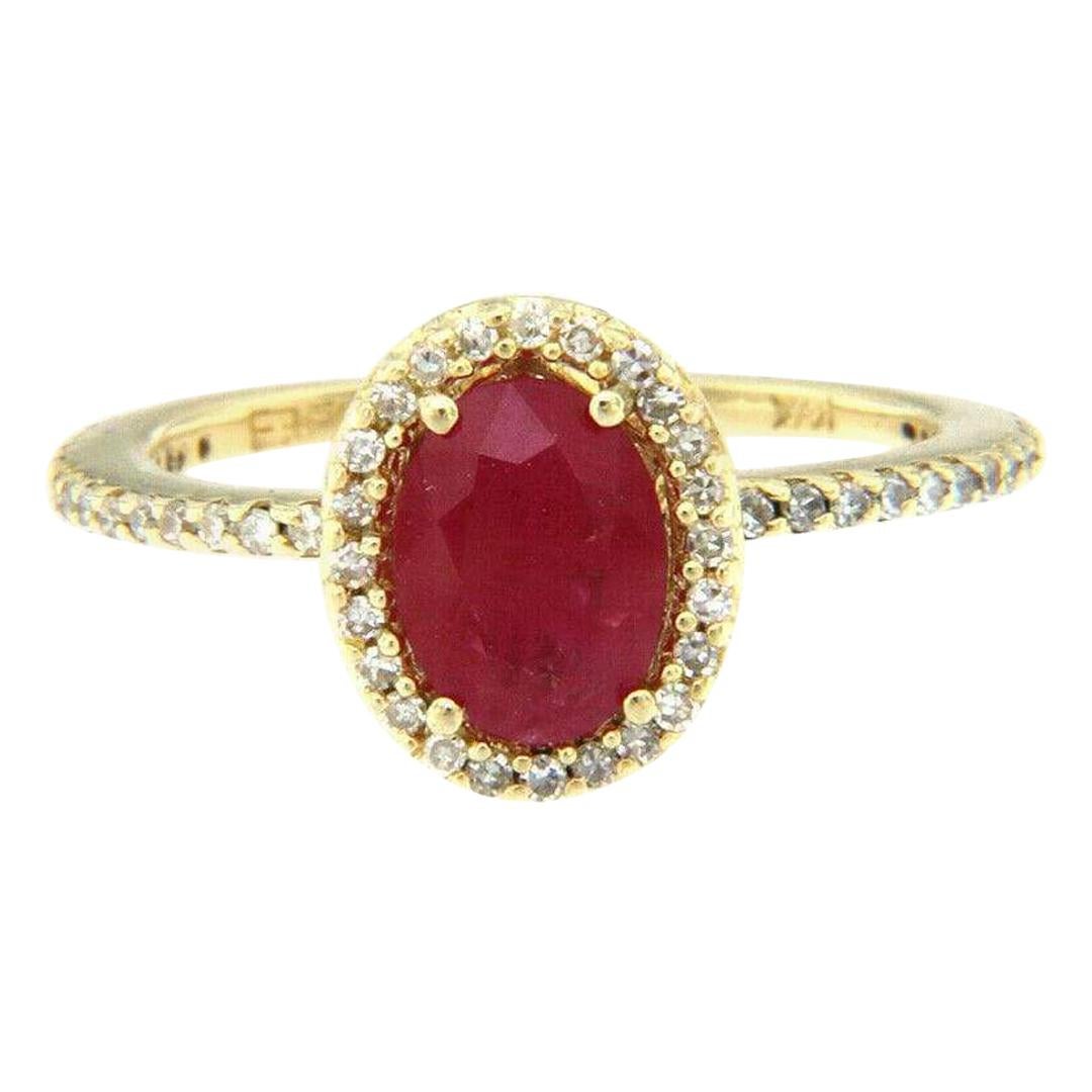 Effy Ruby and 0.20 CTW Diamond Halo Ring in 14K For Sale
