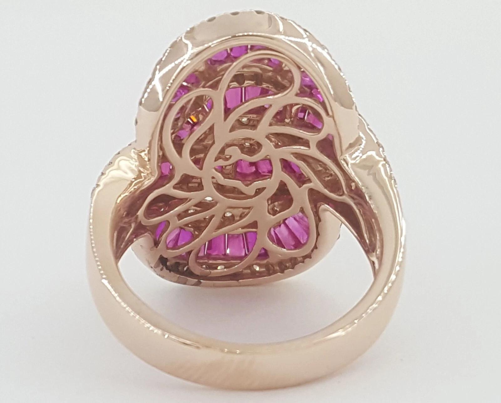 Effy Ruby and Diamond Statement Ring in 14K Rose Gold, 3.78 Carats en Excelente estado para la venta en Chicago, IL