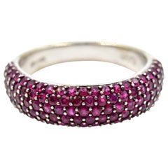 “Effy” Ruby Pave Set 14 Karat White Gold Band