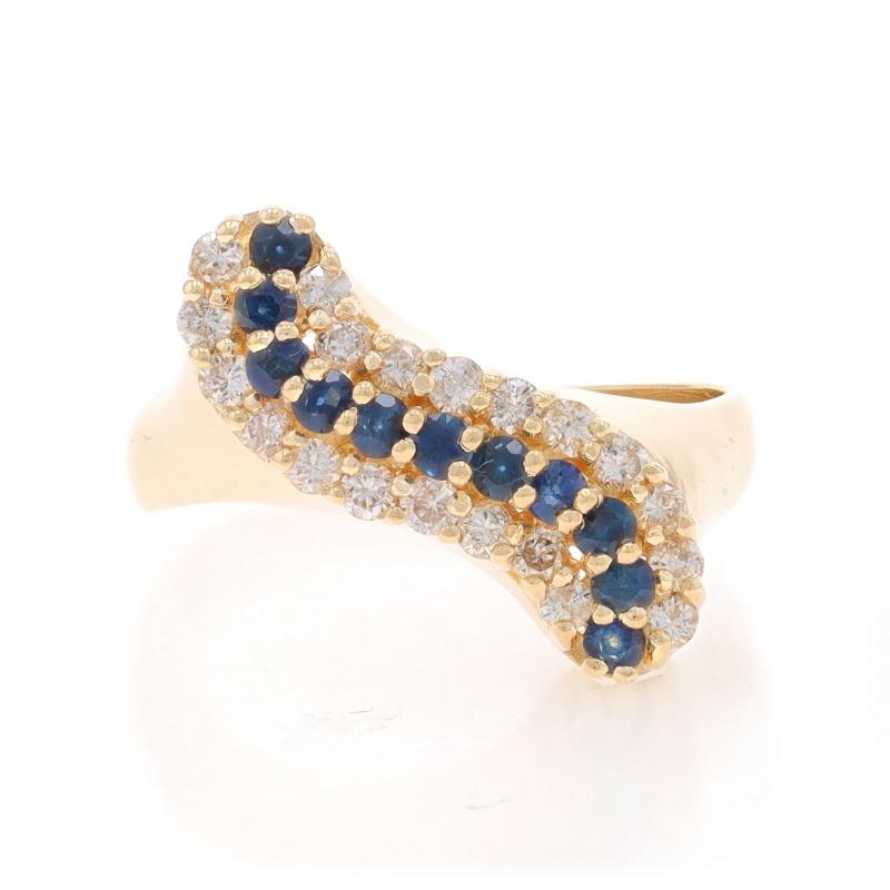 Size: 9 1/4
Sizing Fee: Up 2 sizes for $40 or Down 3 sizes for $40

Brand: BH (early EFFY)

Metal Content: 14k Yellow Gold

Stone Information

Natural Sapphires
Treatment: Heating
Carat(s): .55ctw
Cut: Round

Natural Diamonds
Carat(s): .50ctw
Cut: