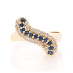 EFFY Sapphire Diamond Bypass Ring - Yellow Gold 14k Round 1.05ctw Stripe Curve