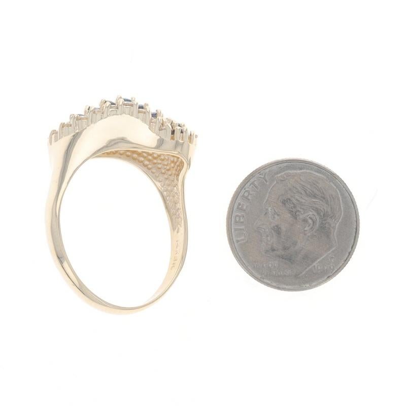 Effy Anello Bypass con Zaffiro e Diamante - Oro giallo 14k Rotondo 1,05ctw Stripe Curve in vendita 1