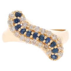 EFFY Sapphire Diamond Bypass Ring - Yellow Gold 14k Round 1.05ctw Stripe Curve