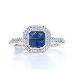 EFFY Saphir-Diamant-Cluster-Halo-Ring - Weißgold 14k Specialty-Schliff 1,05ctw