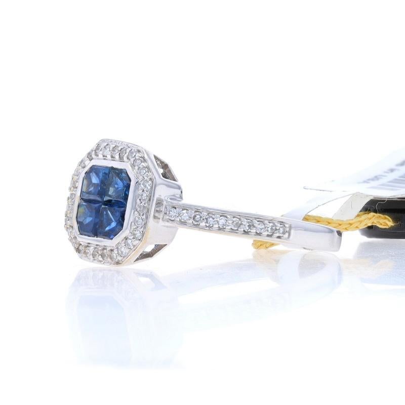 EFFY Sapphire Diamond Cluster Halo Ring - White Gold 14k Specialty Cut 1.05ctw In New Condition For Sale In Greensboro, NC