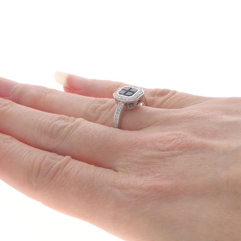 Women's EFFY Sapphire Diamond Cluster Halo Ring - White Gold 14k Specialty Cut 1.05ctw For Sale