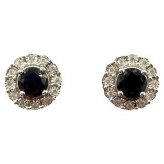 Effy Orecchini con zaffiro e diamante in oro bianco 14K 1,14ctw NWT