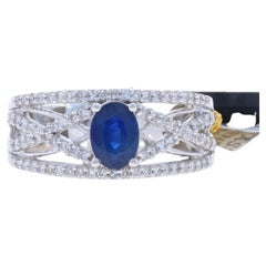 Bague EFFY saphir diamant or blanc 14 carats ovale 1,50 carat