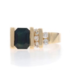 EFFY Sapphire & Diamond Ring - Yellow Gold 14k Emerald Cut 1.42ctw Asymmetrical