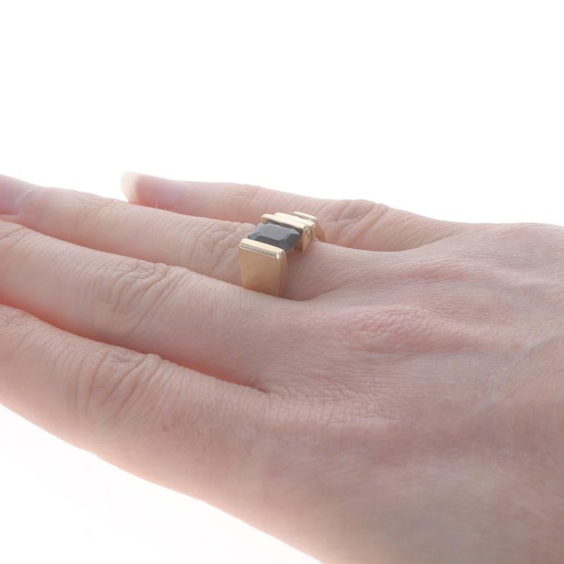 For Sale:  EFFY Sapphire & Diamond Ring - Yellow Gold 14k Emerald Cut 1.42ctw Asymmetrical 4