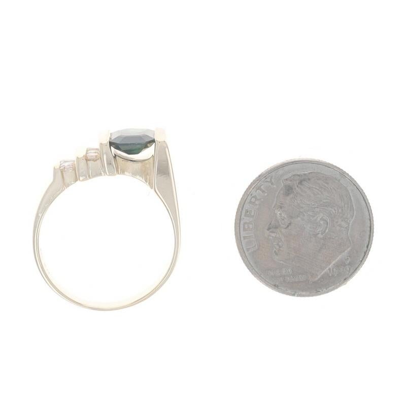 For Sale:  EFFY Sapphire & Diamond Ring - Yellow Gold 14k Emerald Cut 1.42ctw Asymmetrical 5