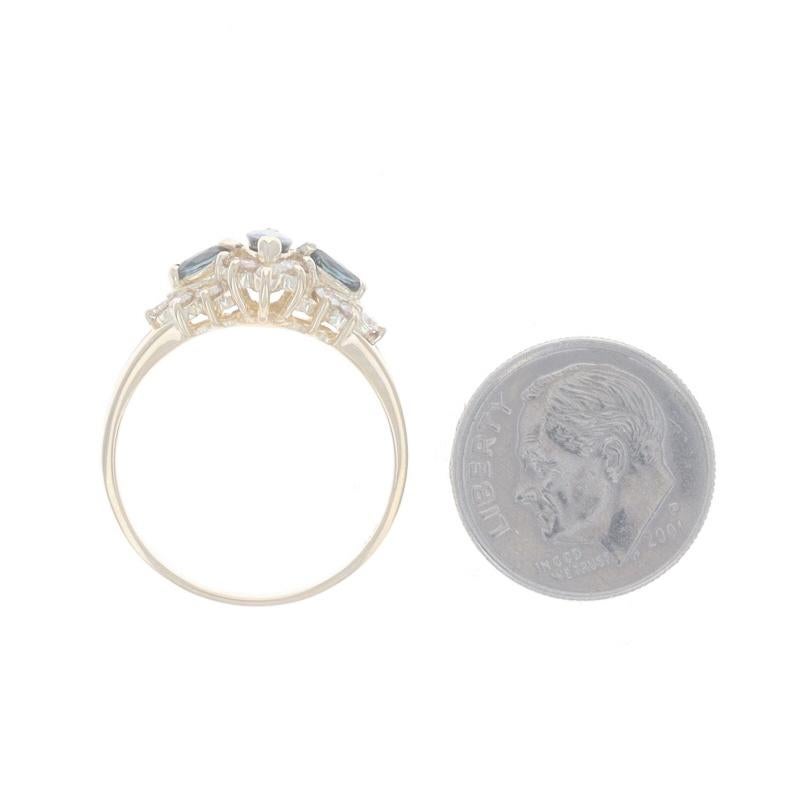 EFFY Sapphire Diamond Three-Stone Ring - Yellow Gold 14k Marquise 1.01ctw For Sale 1
