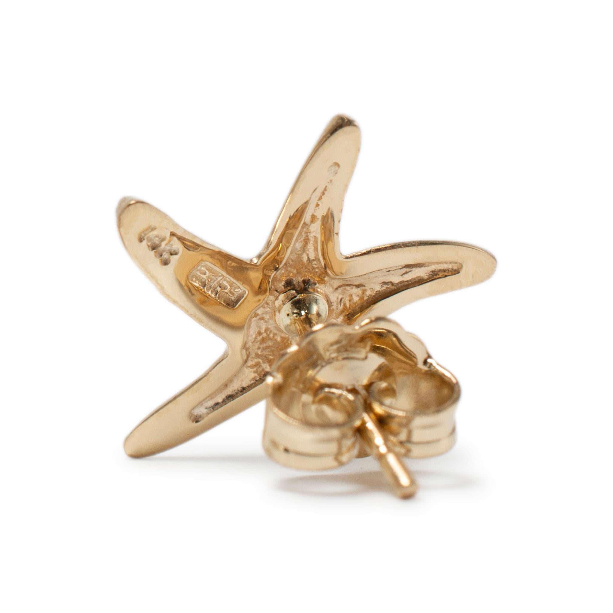 Donna Orecchini Effy Seaside in oro giallo 14K con diamante e stella marina in vendita