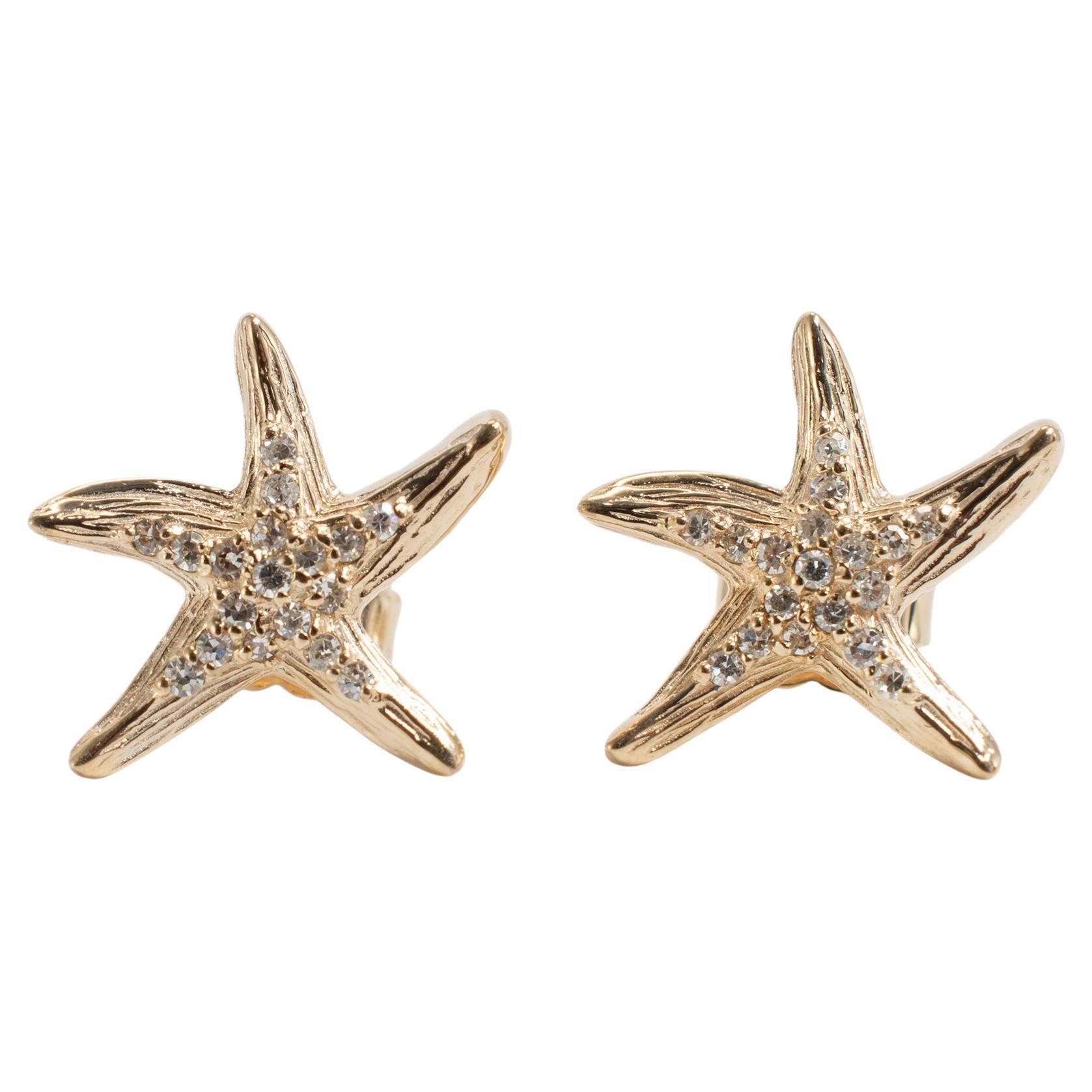 Effy Seaside 14K Yellow Gold Diamond Starfish Stud Earrings