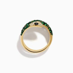 Effy Serpenti 14K Gold Ring with White and Black Diamonds & Emeralds