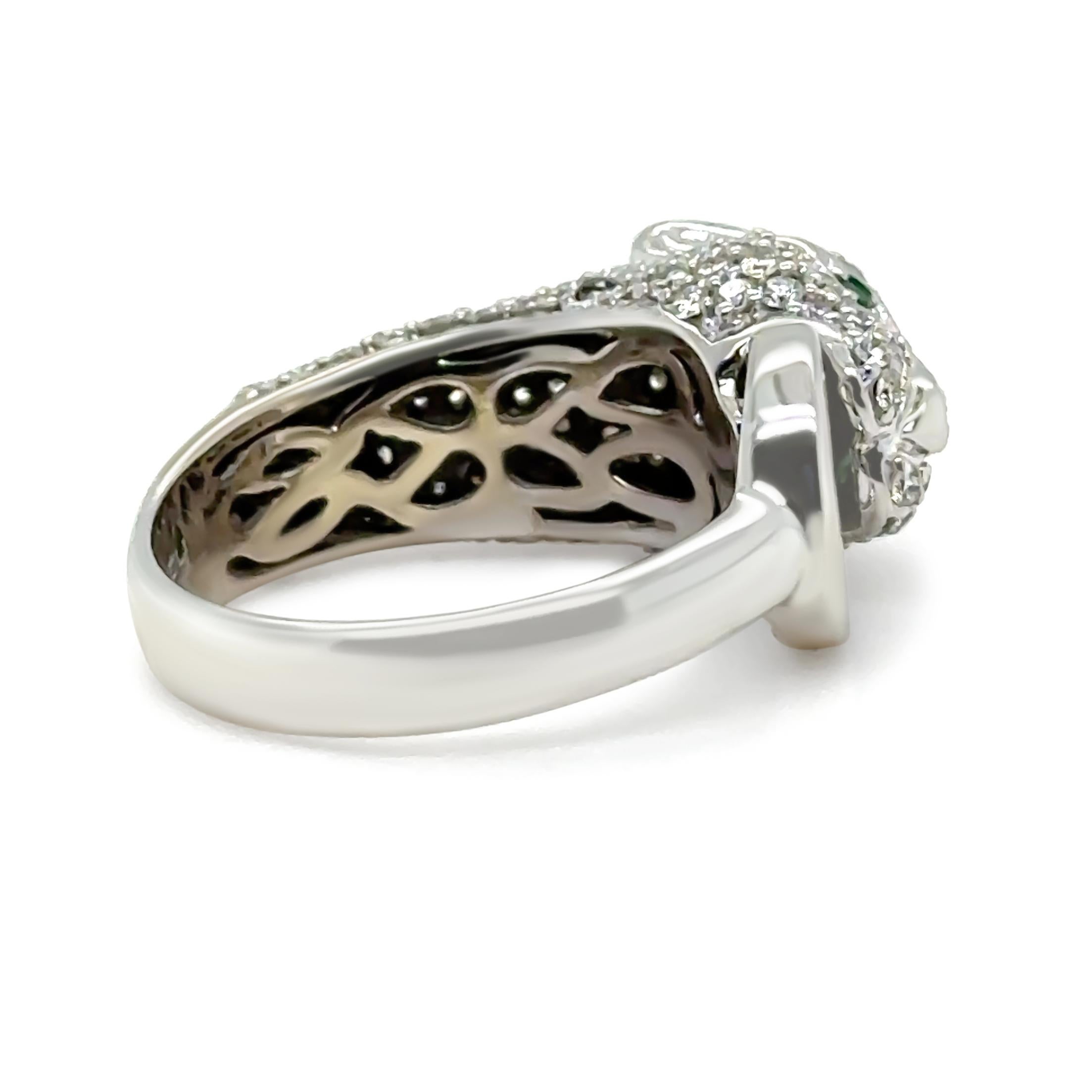 Effy Signature 14ct White Gold Diamond and Emerald Ring 0.67ct 7.66g For Sale 2