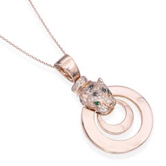 Effy Signature 14k Rose Gold Diamond and Emerald Panther Necklace