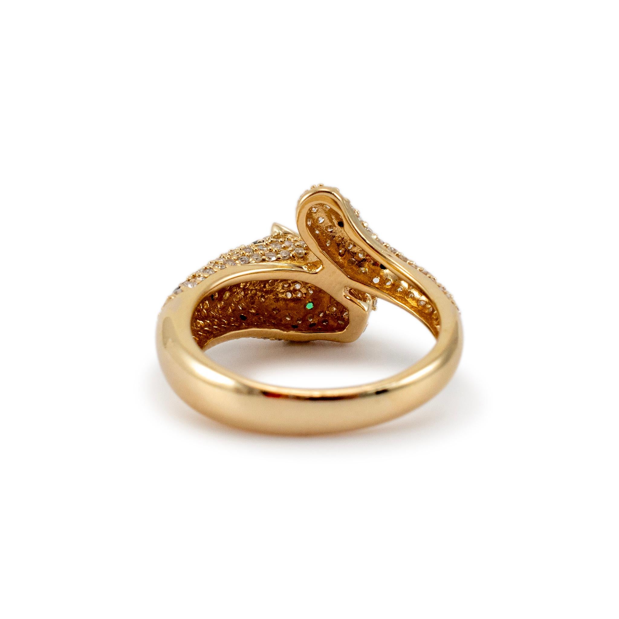 Femenino o masculino Effy Signature Anillo de Cóctel Pantera de Oro Amarillo de 14 K con Diamantes y Esmeraldas Pavé