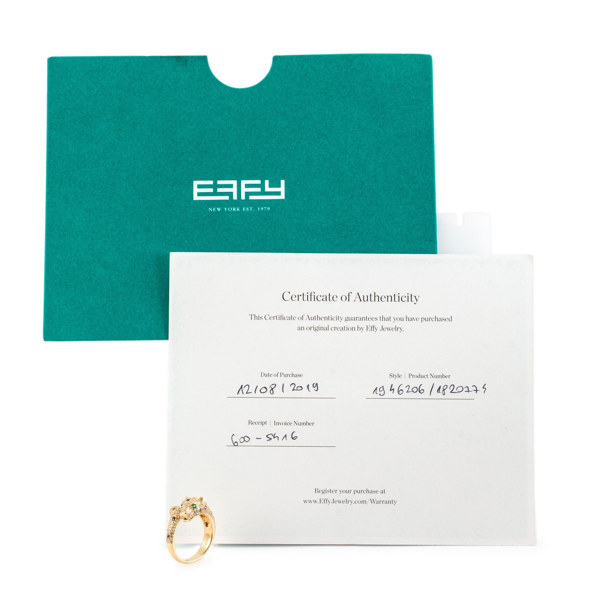 Effy Signature Anillo de Cóctel Pantera de Oro Amarillo de 14 K con Diamantes y Esmeraldas Pavé 2