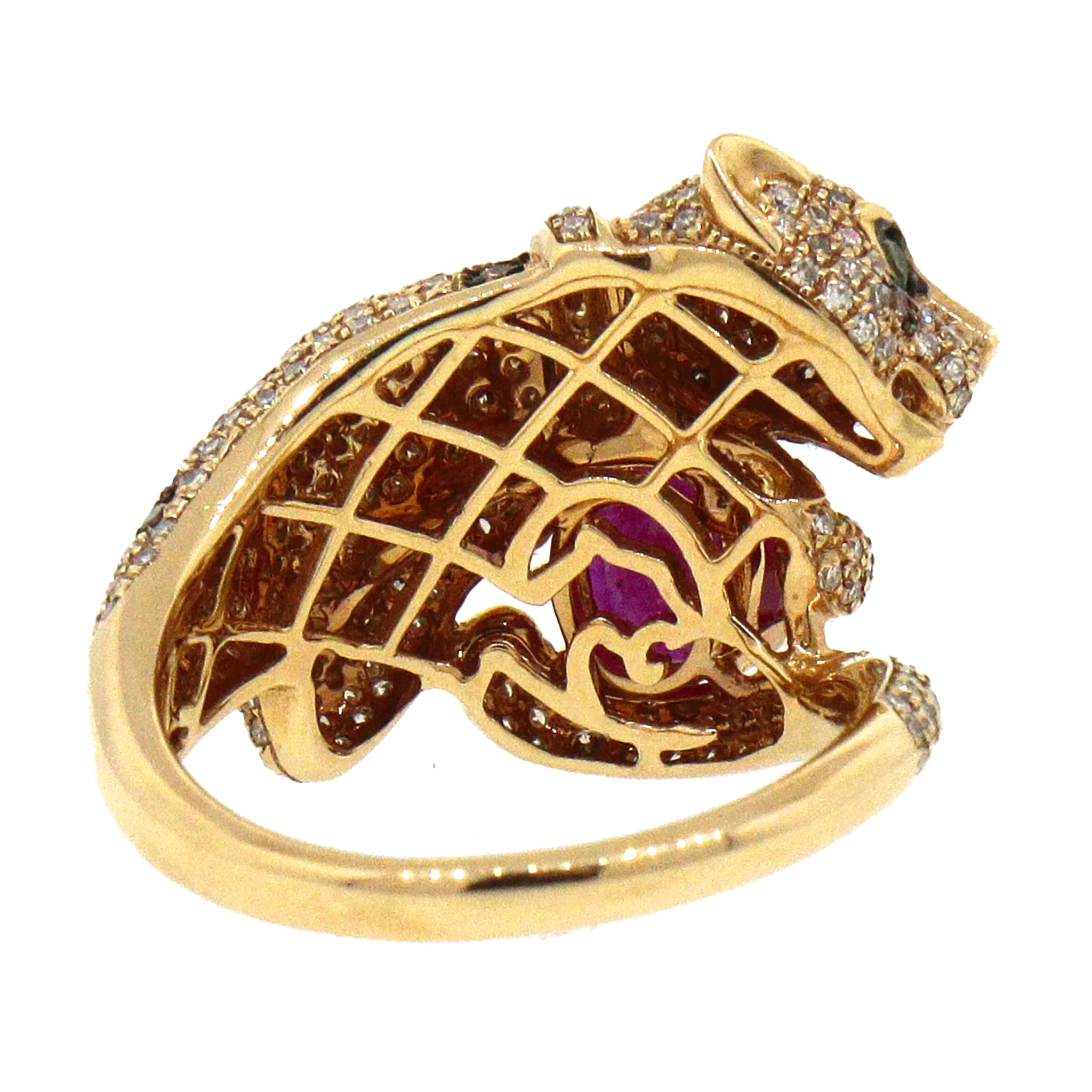 Effy Signature Panther Ruby, Diamond and Emerald Ring (bague à rubis, diamants et émeraudes) Pour femmes en vente
