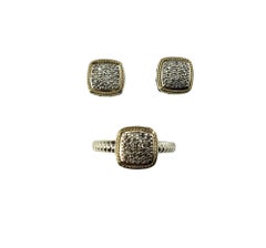Effy Sterling & 18K Yellow Gold and Diamond Ring and Earring Set #15726