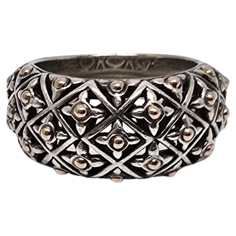 Effy Sterling Silver 14K Yellow Gold Dome Band Ring Size 7 #19771