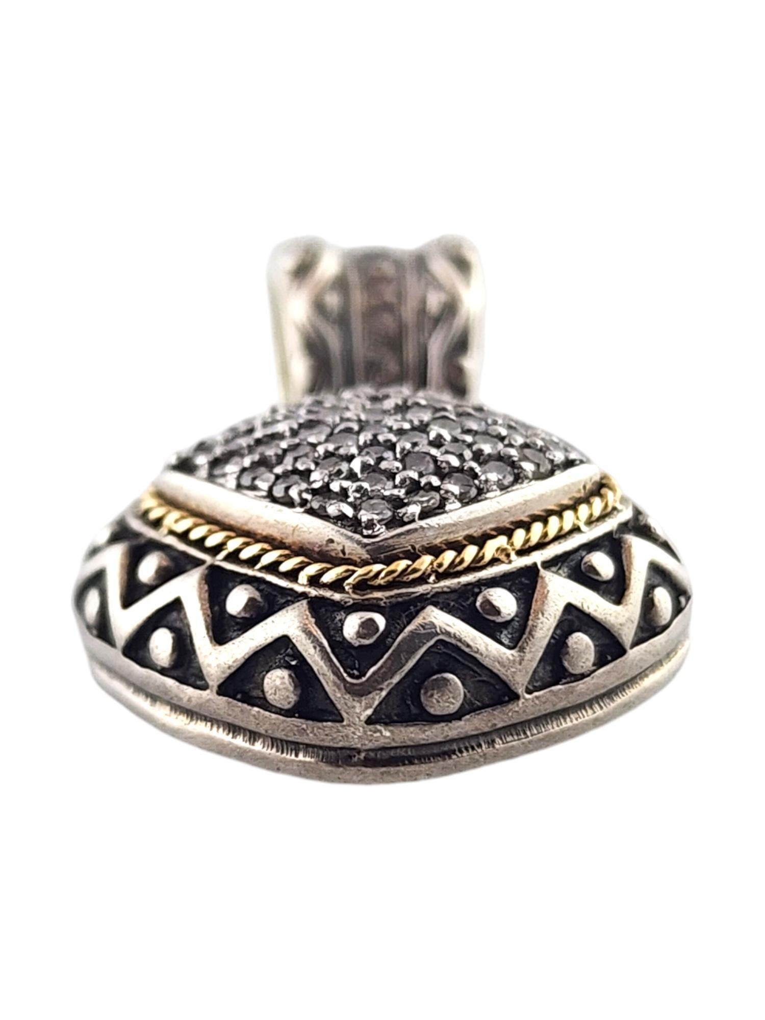 Round Cut EFFY Sterling Silver & 18K Yellow Gold Diamond Cluster Pendant #18617