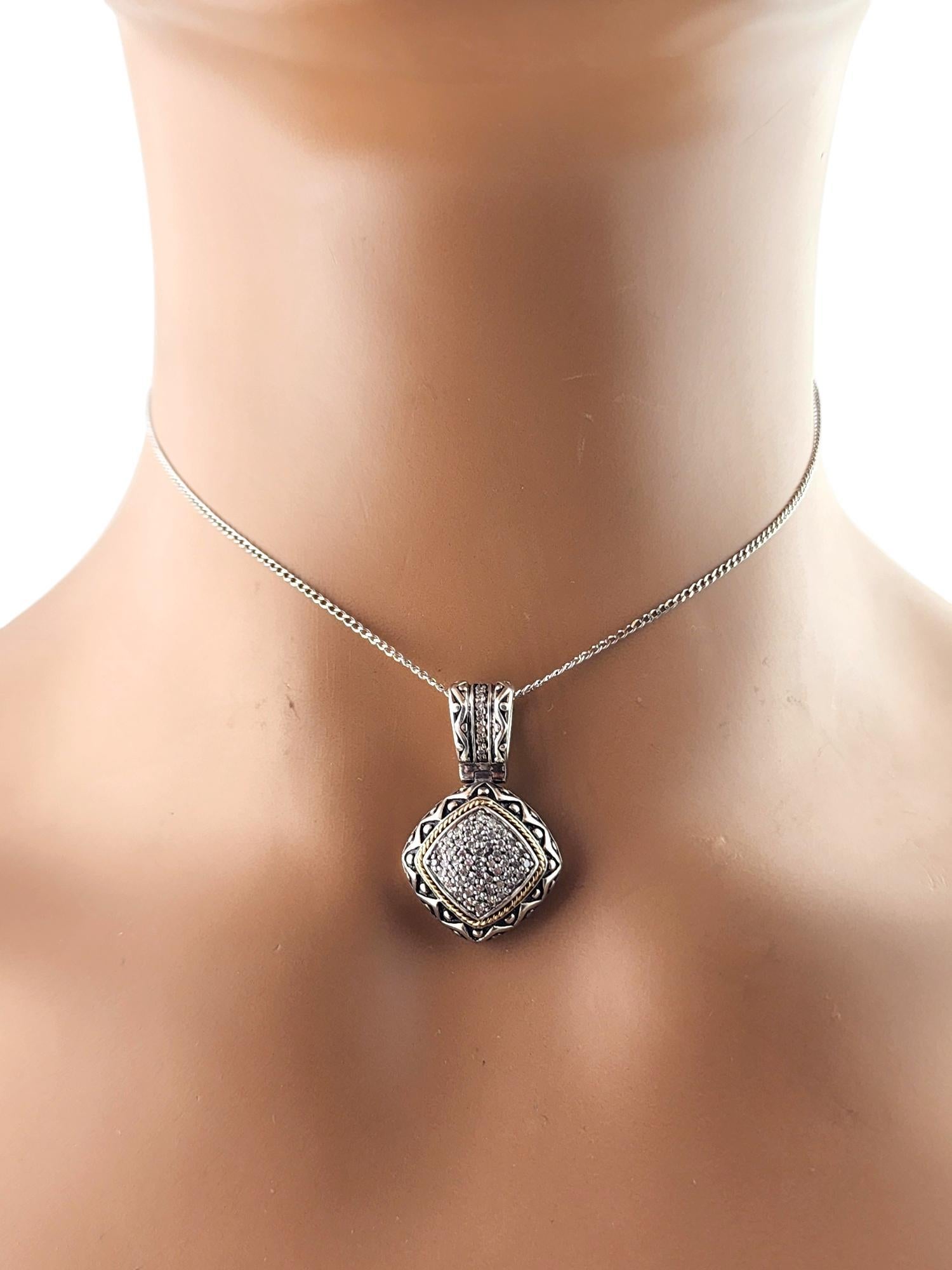 EFFY Sterling Silver & 18K Yellow Gold Diamond Cluster Pendant #18617 3