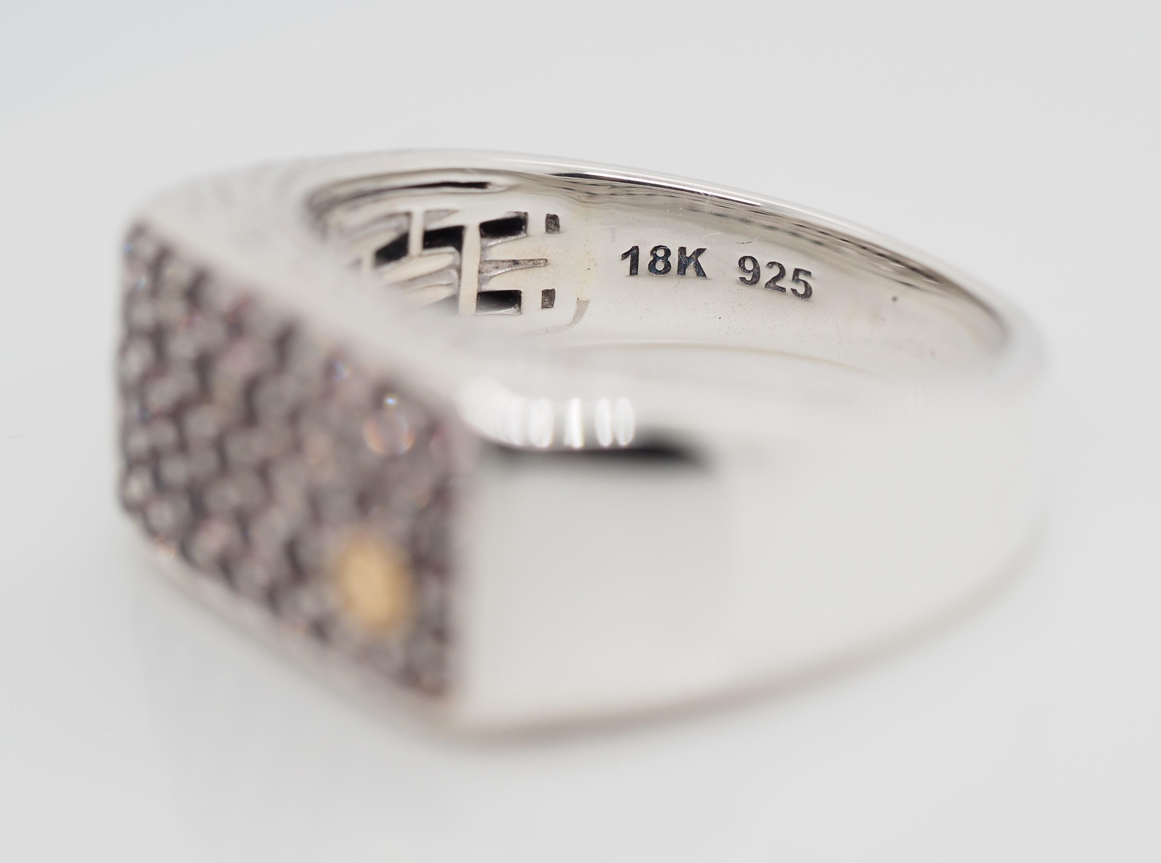 Effy Sterling Silver and 18 Karat Gold 1.35 Carat Sapphire Men's Band Ring 1