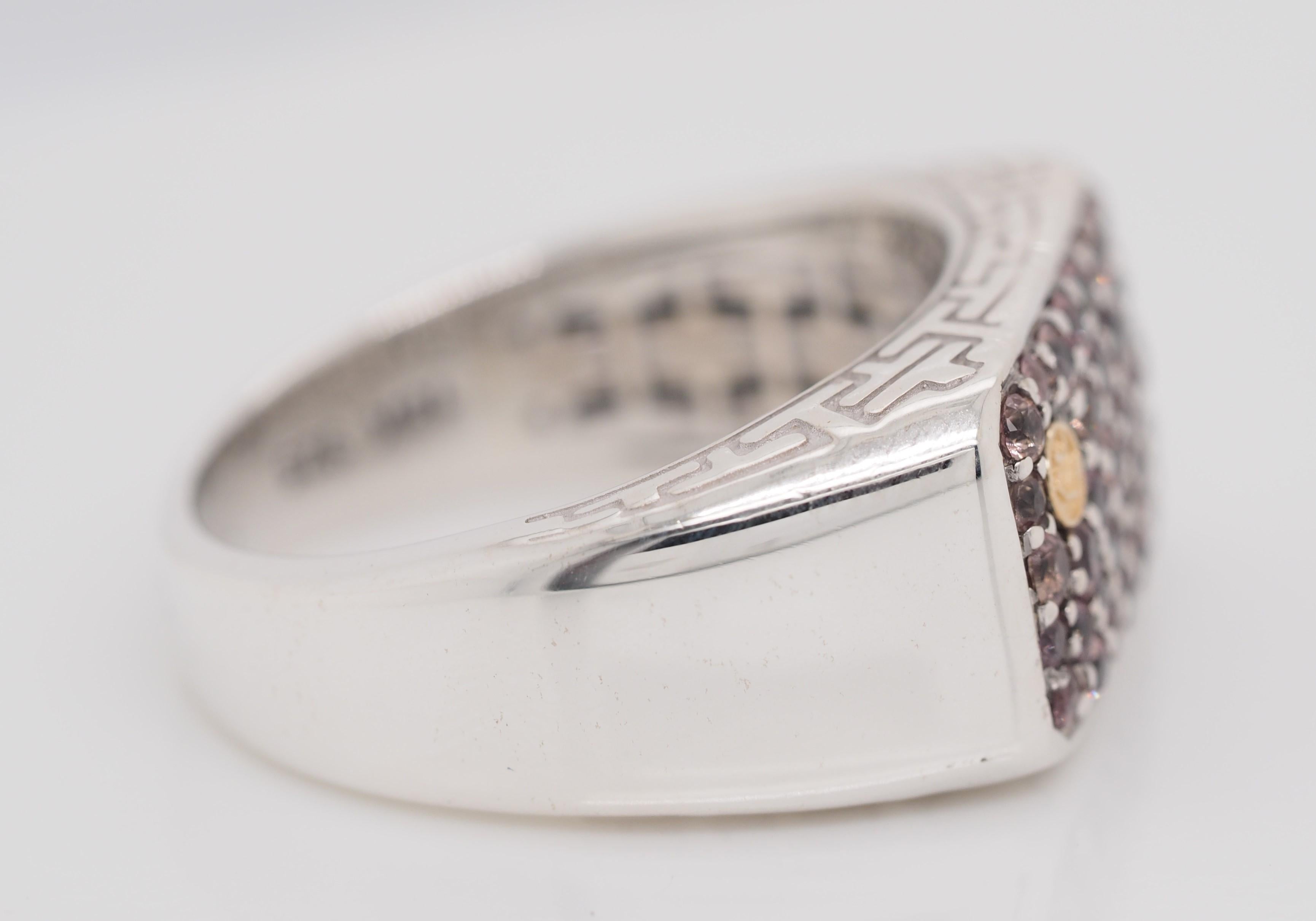 Contemporary Effy Sterling Silver and 18 Karat Gold 1.35 Carat Sapphire Men's Band Ring