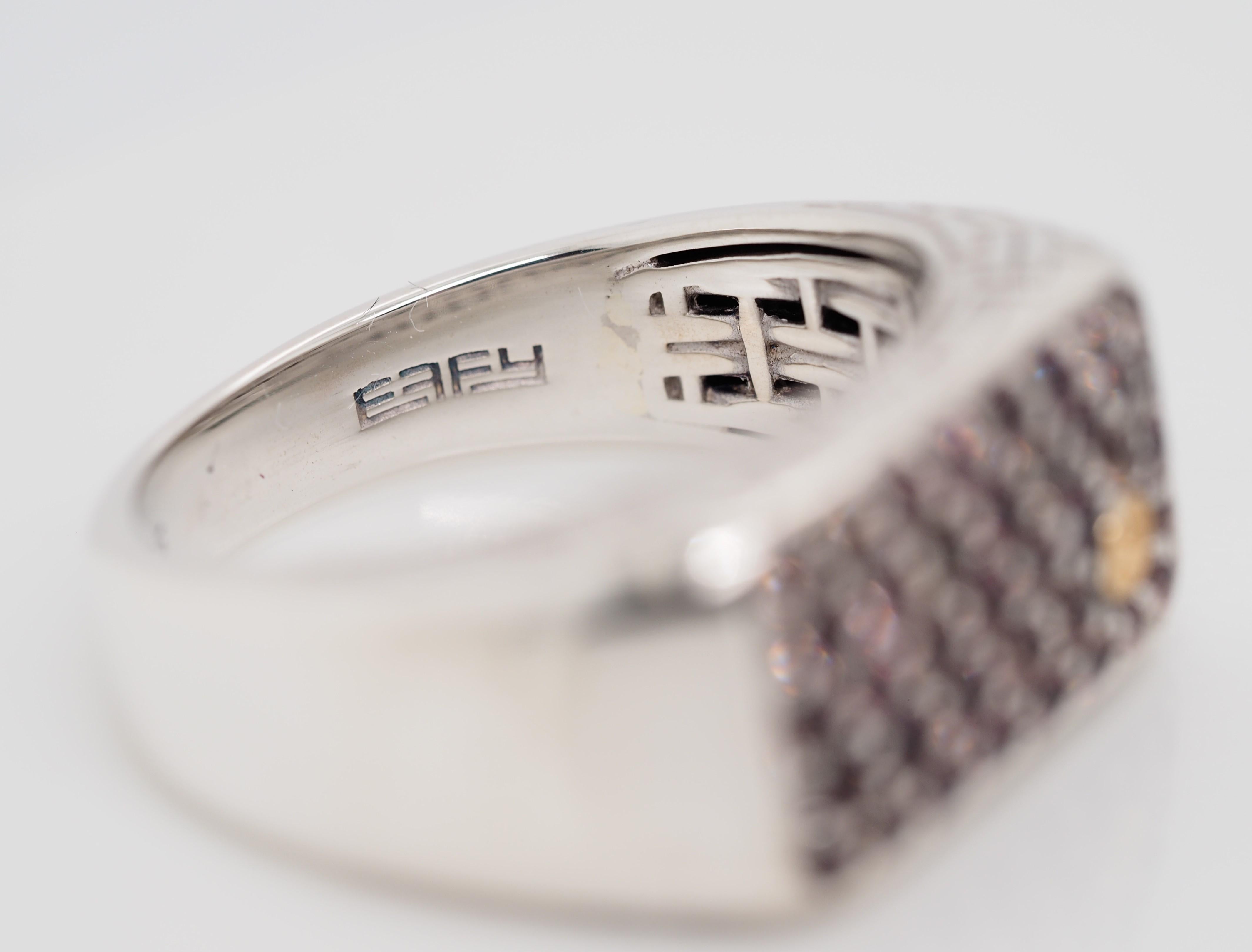 Women's or Men's Effy Sterling Silver and 18 Karat Gold 1.35 Carat Sapphire Men's Band Ring