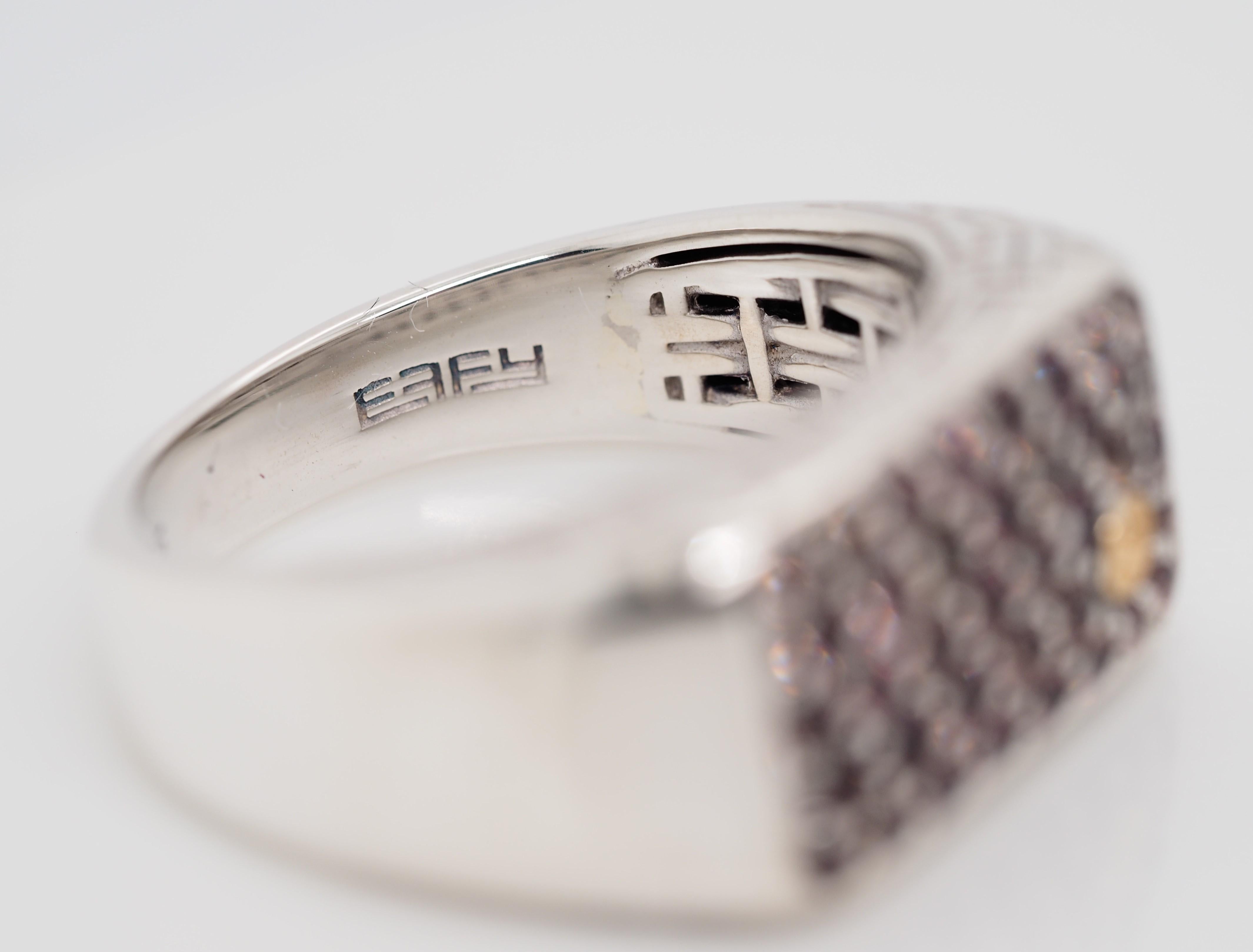 Bague jonc pour homme Effy en argent sterling et or 18 carats avec saphir 1,35 carat en vente 3