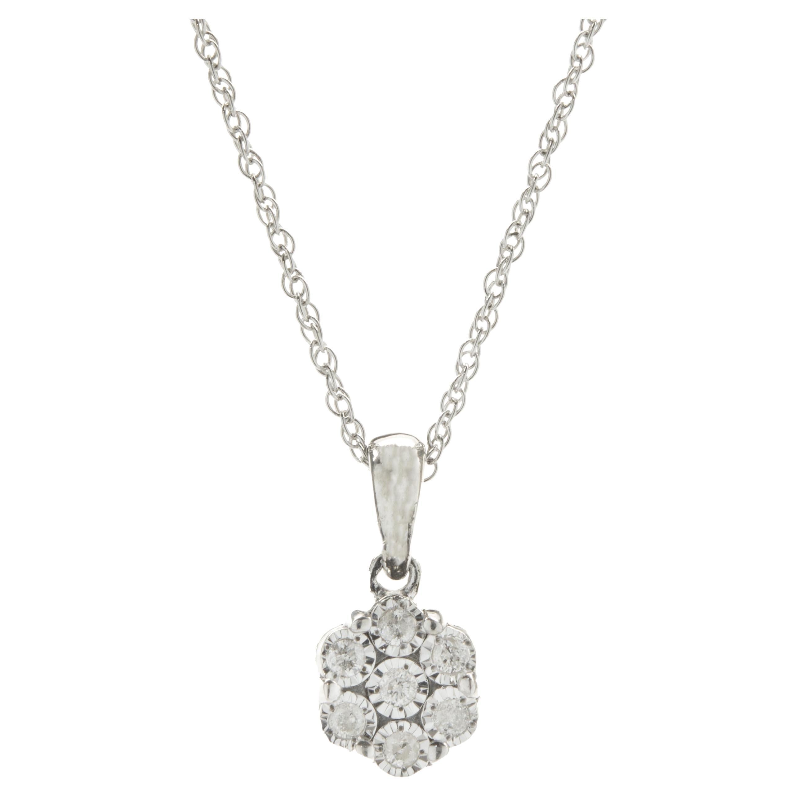 Effy Sterling Silver Diamond Flower Necklace