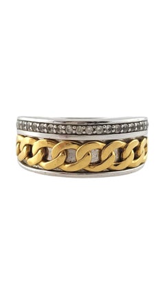 EFFY Sterling Silver Men's White Sapphire Chain Link Ring Size 10 #17909