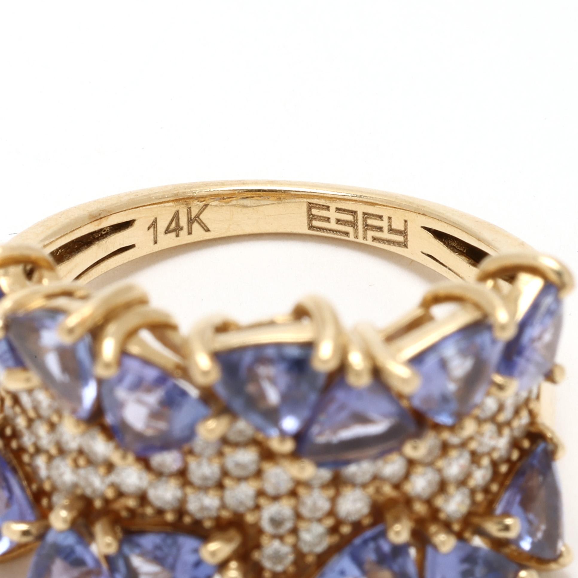 Women's Effy Tanzanite and Diamond Statement Ring, 14k Yellow Gold, Ring Size 7