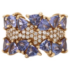 Effy Tanzanite and Diamond Statement Ring, 14k Yellow Gold, Ring Size 7