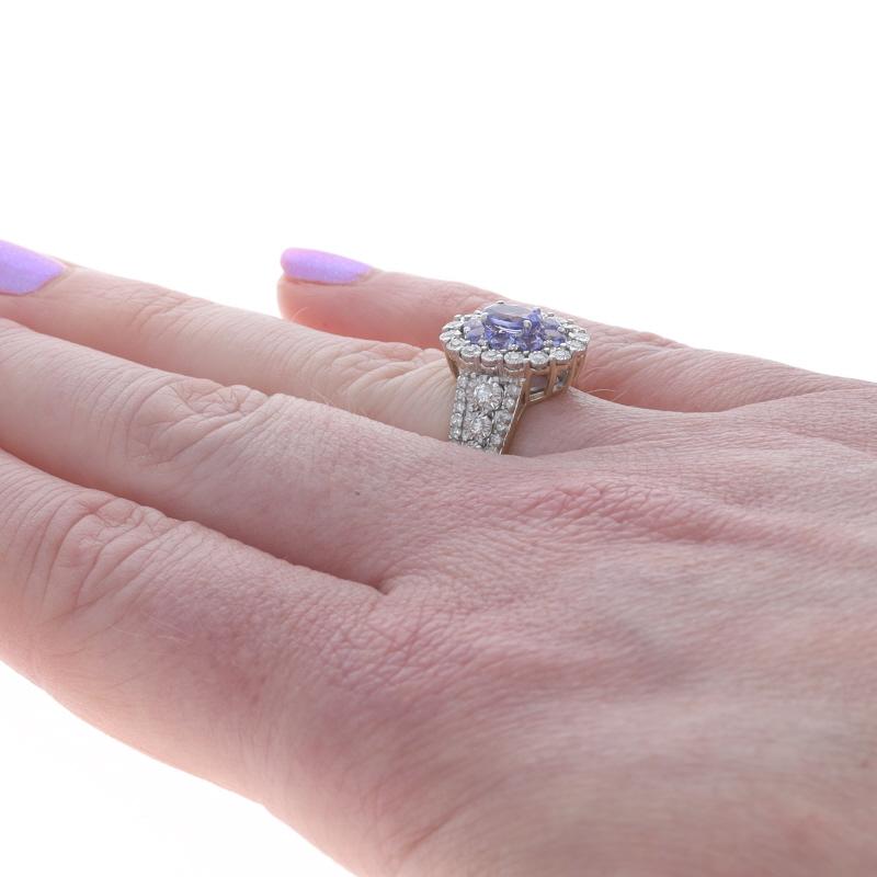 Donna Effy Tanzaniti Diamante Cluster Halo Anello - Oro giallo 10k Ovale Rotondo 1,75ctw Sz7