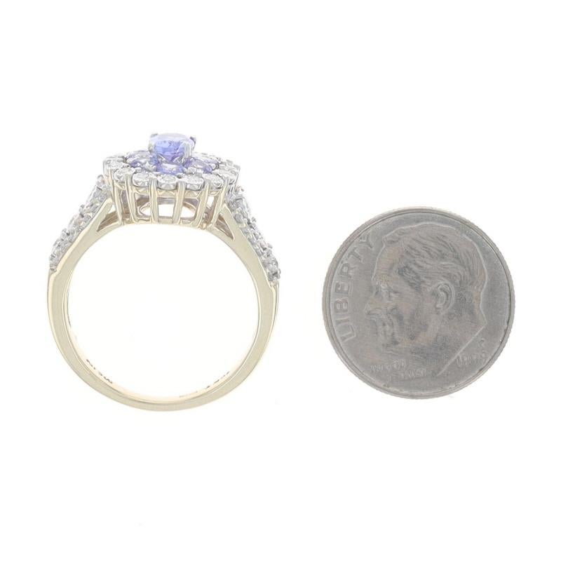 Effy Tanzaniti Diamante Cluster Halo Anello - Oro giallo 10k Ovale Rotondo 1,75ctw Sz7 1