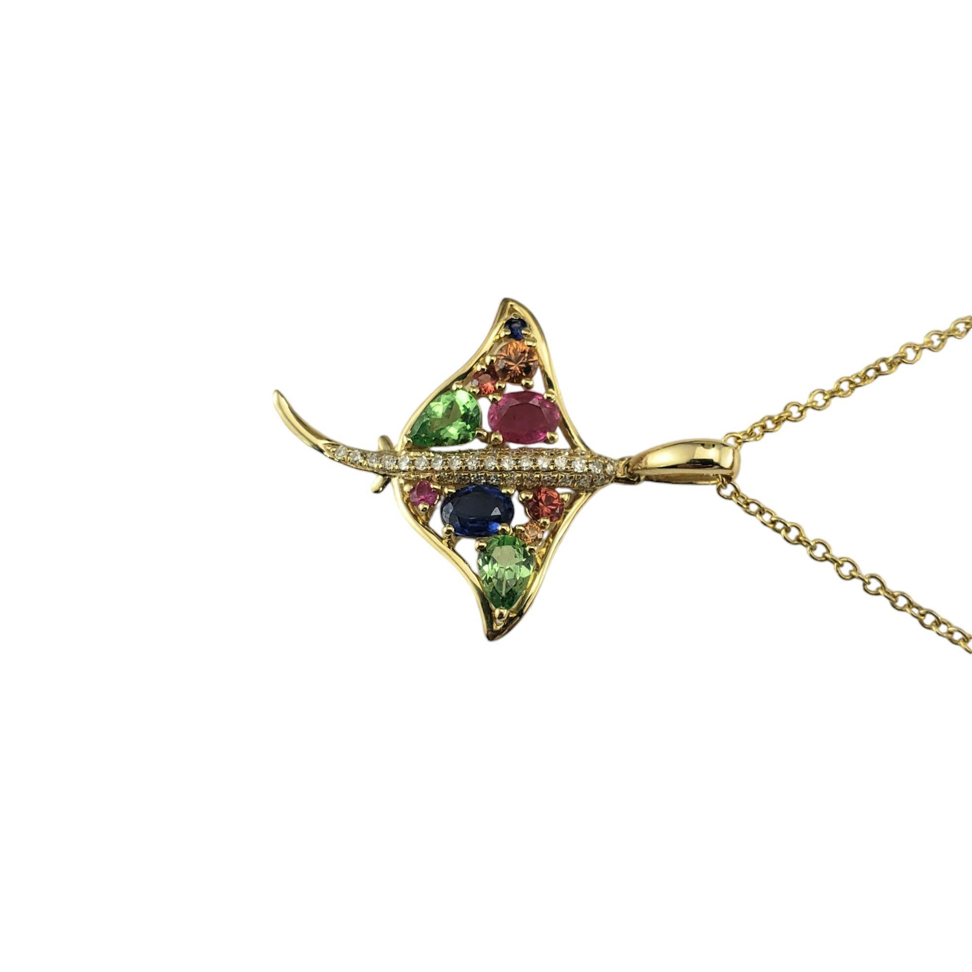 Contemporary Effy Watercolors 14K Yellow Gold Sapphire & Diamond Stingray Necklace #18848