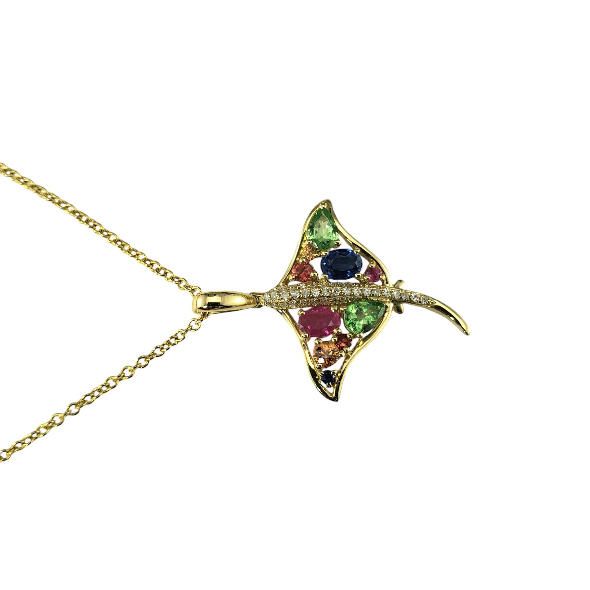 Oval Cut Effy Watercolors 14K Yellow Gold Sapphire & Diamond Stingray Necklace #18848