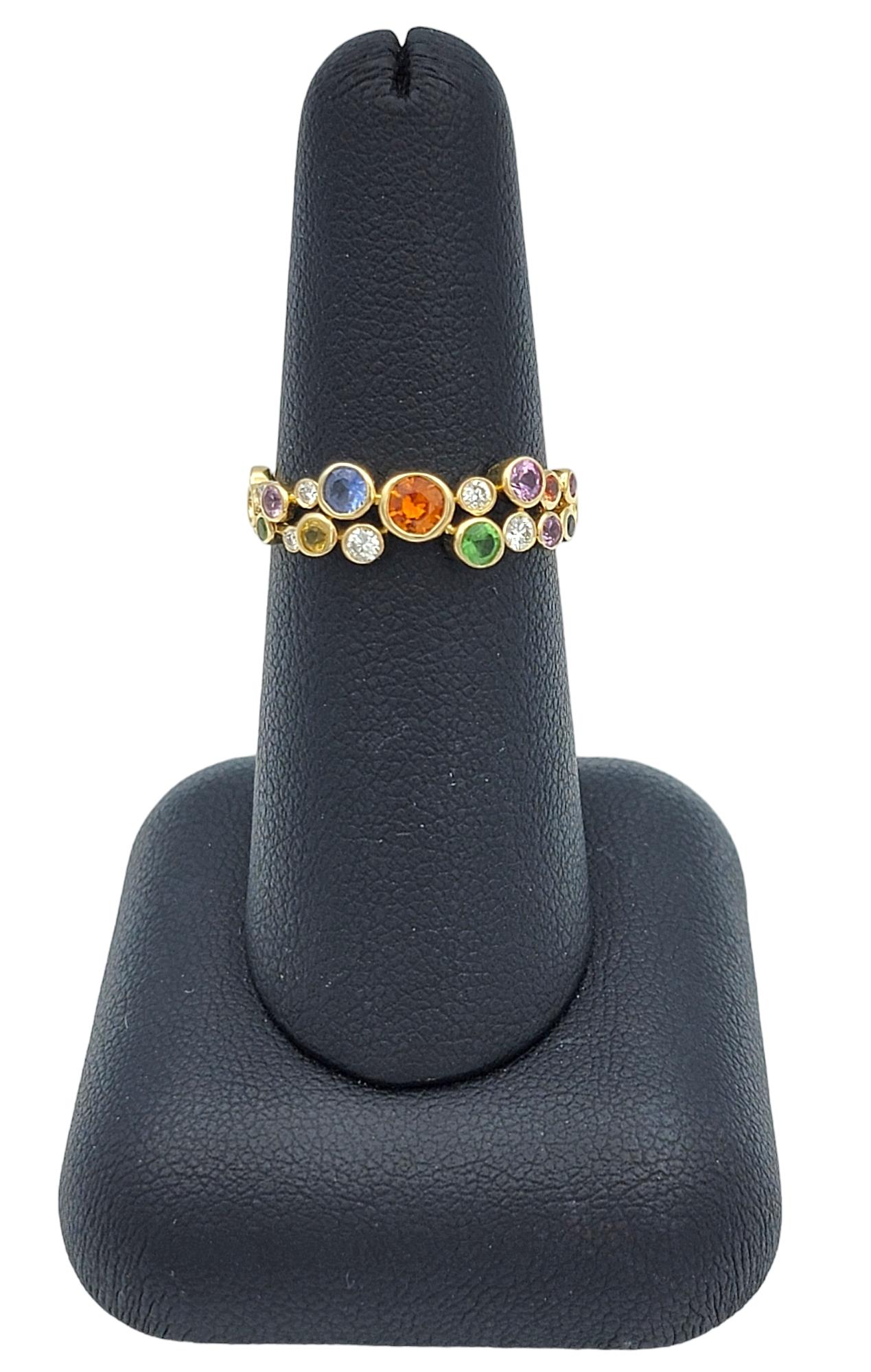 Effy Watercolors Diamond and Multi-Color Sapphire Ring in 14 Karat Yellow Gold For Sale 4