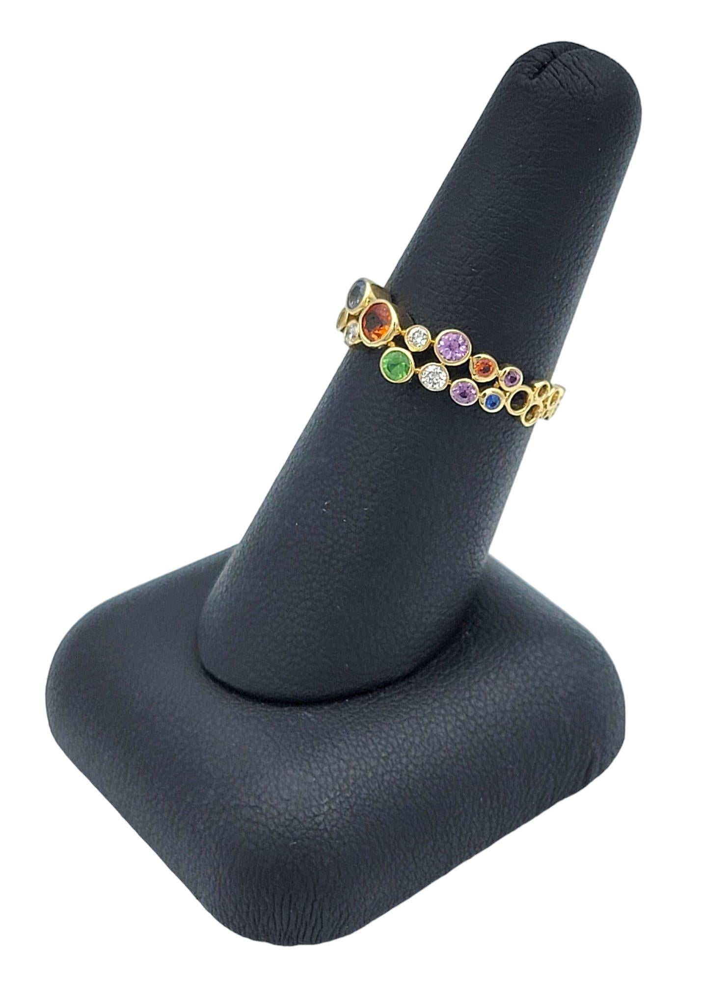 Effy Watercolors Diamond and Multi-Color Sapphire Ring in 14 Karat Yellow Gold For Sale 6