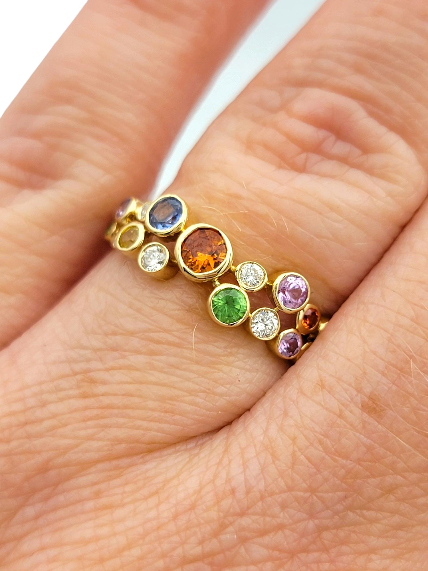 Effy Watercolors Diamond and Multi-Color Sapphire Ring in 14 Karat Yellow Gold For Sale 2