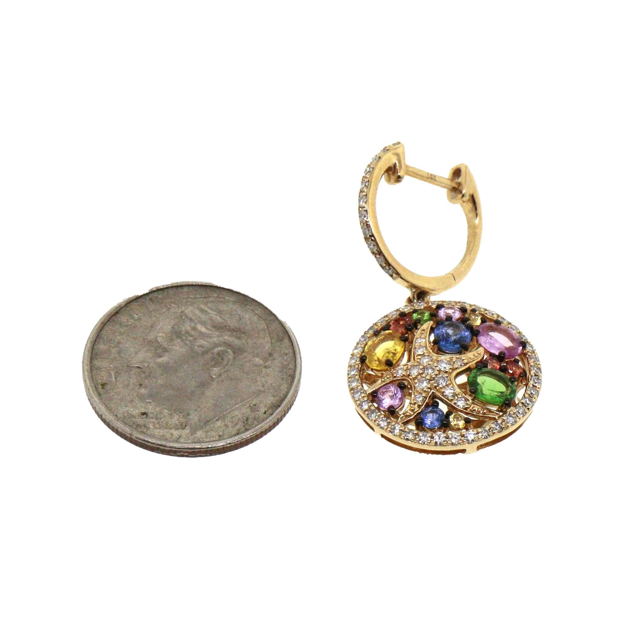 EFFY Aquarell-Ohrringe mit mehreren Saphiren und Diamanten in Palmenform für Damen oder Herren im Angebot